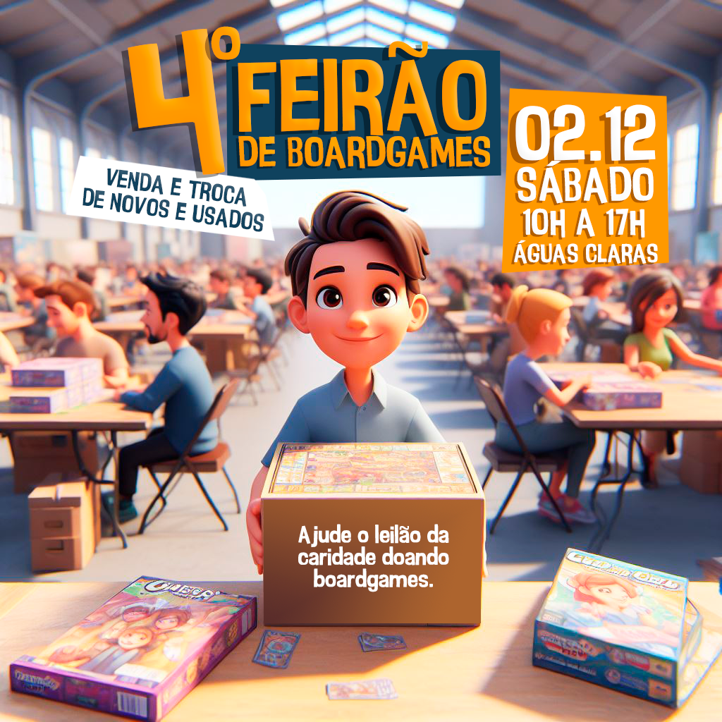 4º Feirão de Boardgames Usados vai receber doações de jogos